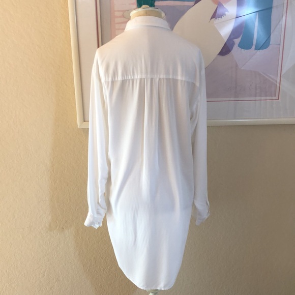 Millau Slouch Off White High Low Style Button Down Shirt - Picture 4 of 8